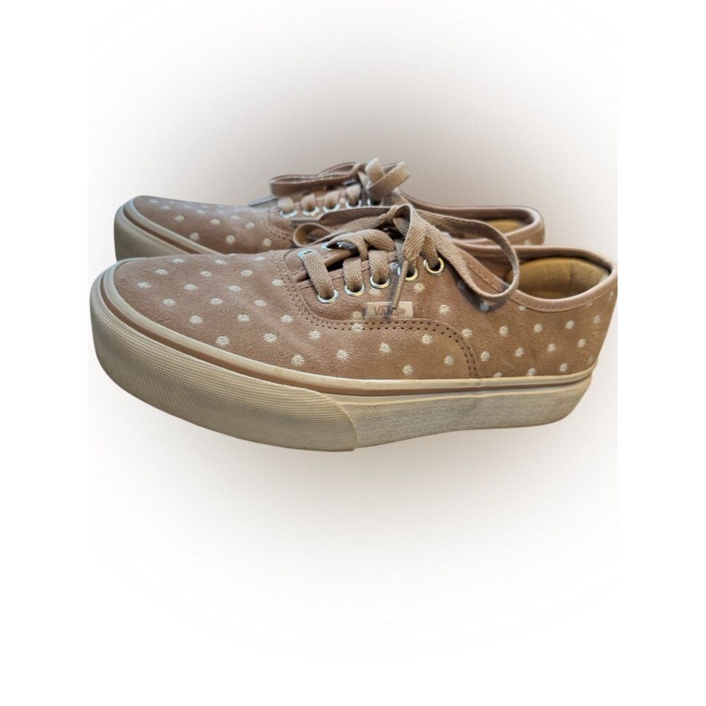 SOLD-Vans Authentic Platform 2.0 Suede Polka Dot Sneakers - Light Pink & White - Picture 10 of 14